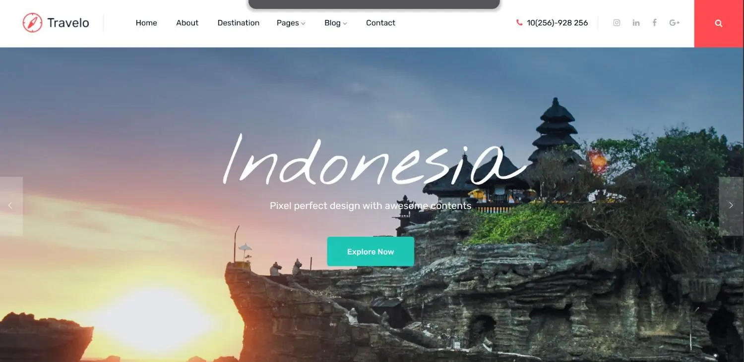 Preview template Travelo Explore